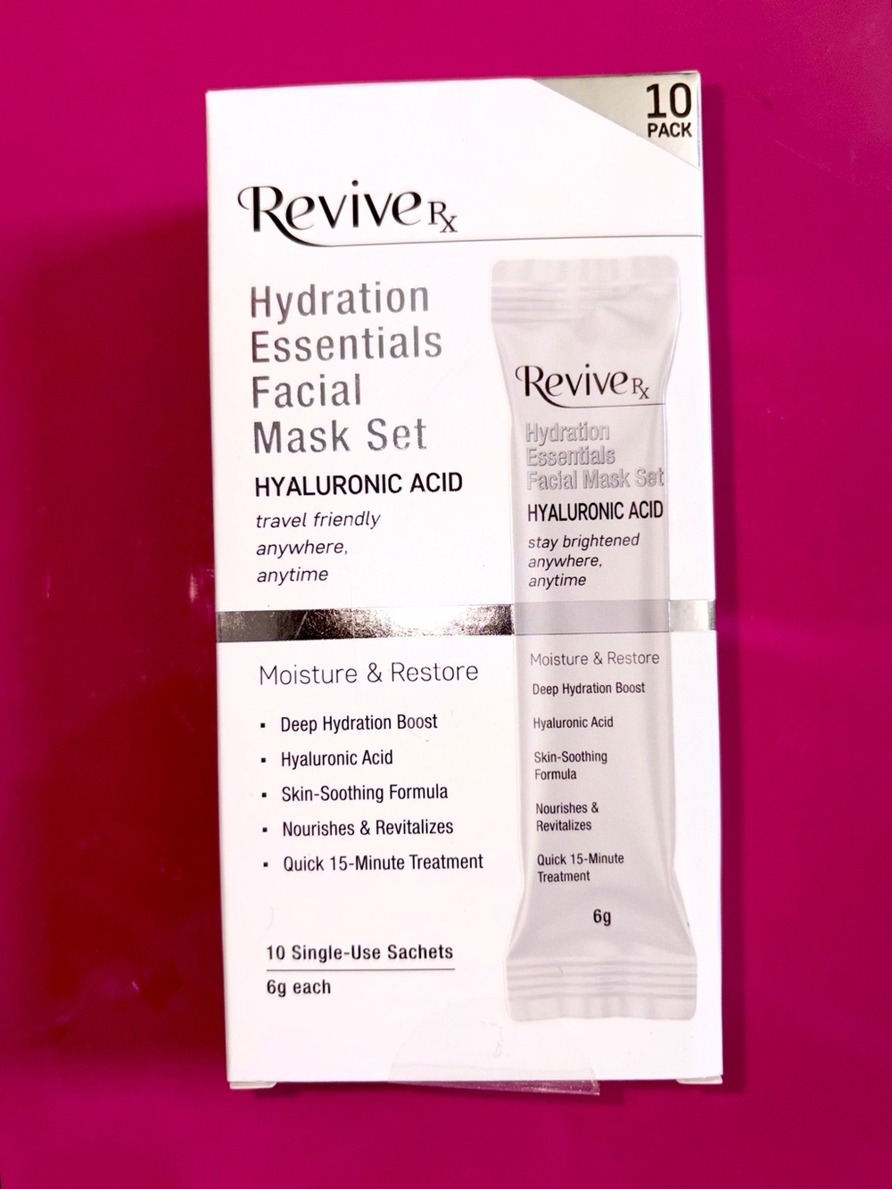 Revive RX Hydration Essentials Facial Mask Set~ 10 Pack with Hyaluronic Acid~New